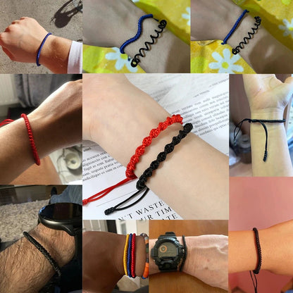 Multicolor Rope Lucky knots Bracelets Women Men Charm Woven Handmade Bangles Braided Adjustable Size Buddhism Jewelry Pulseras - LEIDAI