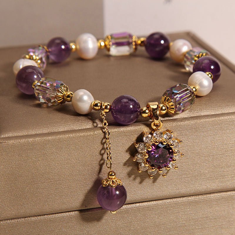 Natural Amethyst Sunburst Bracelet | Bless Jade - LEIDAI