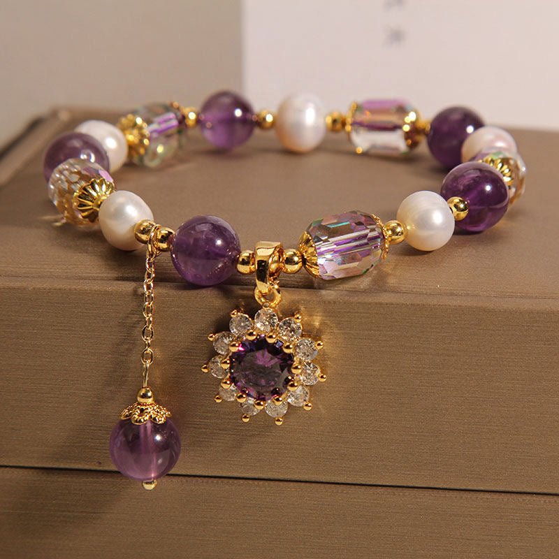 Natural Amethyst Sunburst Bracelet | Bless Jade - LEIDAI