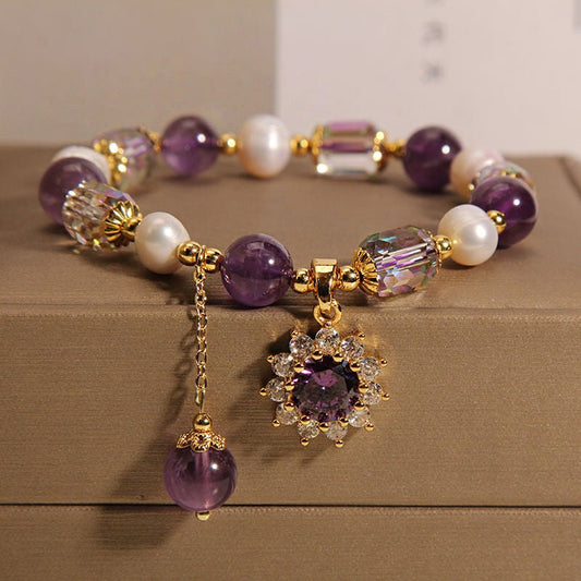 Natural Amethyst Sunburst Bracelet | Bless Jade - LEIDAI
