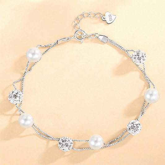 Pearl Sterling Silver Bracelet Women's Light Luxury Niche Exquisite Stacking Bracelet Birthday Gift for Girlfriend - LEIDAI