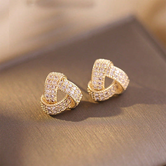 s925 silver needle full diamond triangular stud earrings, fashionable and versatile earrings, niche design, light luxury and simple earrings - LEIDAI