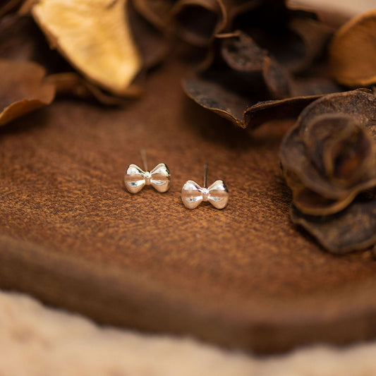 s925 sterling silver brushed bow earrings, feminine, sweet and high - end earrings - LEIDAI