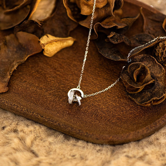 Sexy small waist Möbius ring sterling silver necklace for women, luxury, slimming and sexy clavicle chain for girlfriend - LEIDAI