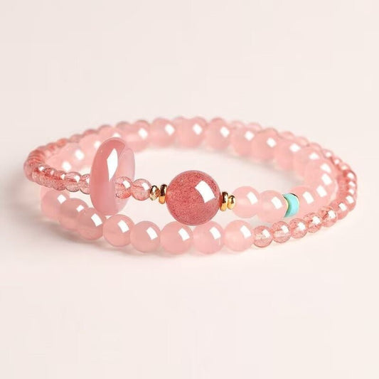 Strawberry Quartz & Pink Quartz Love Bracelet | Bless Jade - LEIDAI