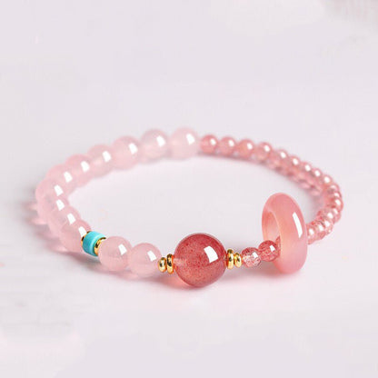 Strawberry Quartz & Pink Quartz Love Bracelet | Bless Jade - LEIDAI