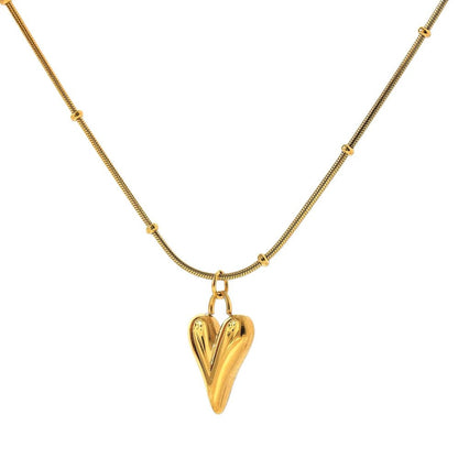 Temperament Heart Pendant Chain Necklace for Women Stainless Steel Stylish Choker 18 K Jewelry Waterproof Party Gift - LEIDAI