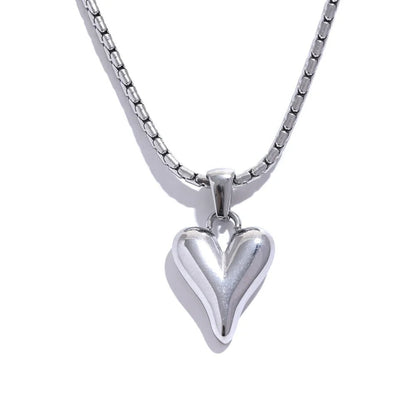 Temperament Heart Pendant Chain Necklace for Women Stainless Steel Stylish Choker 18 K Jewelry Waterproof Party Gift - LEIDAI