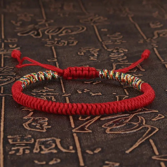 Tibetan Buddhist Lucky Bracelet Unisex Braid Red Thread Rope Adjustable King Kong Knot Bracelets for Womern Men Bangles Jewelry - LEIDAI