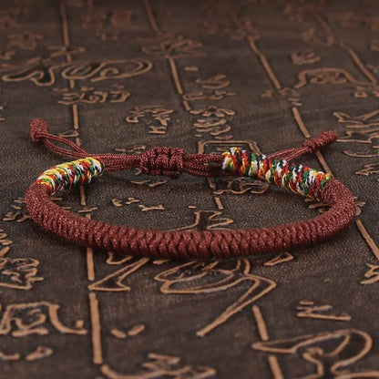 Tibetan Buddhist Lucky Bracelet Unisex Braid Red Thread Rope Adjustable King Kong Knot Bracelets for Womern Men Bangles Jewelry - LEIDAI