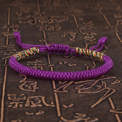 Tibetan Buddhist Lucky Bracelet Unisex Braid Red Thread Rope Adjustable King Kong Knot Bracelets for Womern Men Bangles Jewelry - LEIDAI