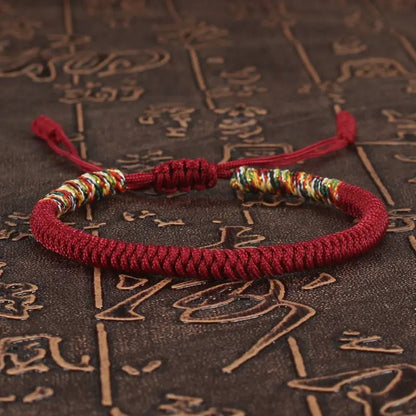 Tibetan Buddhist Lucky Bracelet Unisex Braid Red Thread Rope Adjustable King Kong Knot Bracelets for Womern Men Bangles Jewelry - LEIDAI