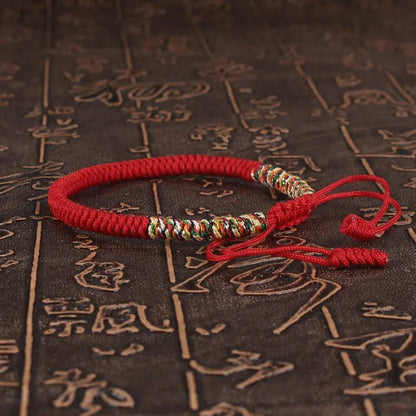 Tibetan Buddhist Lucky Bracelet Unisex Braid Red Thread Rope Adjustable King Kong Knot Bracelets for Womern Men Bangles Jewelry - LEIDAI