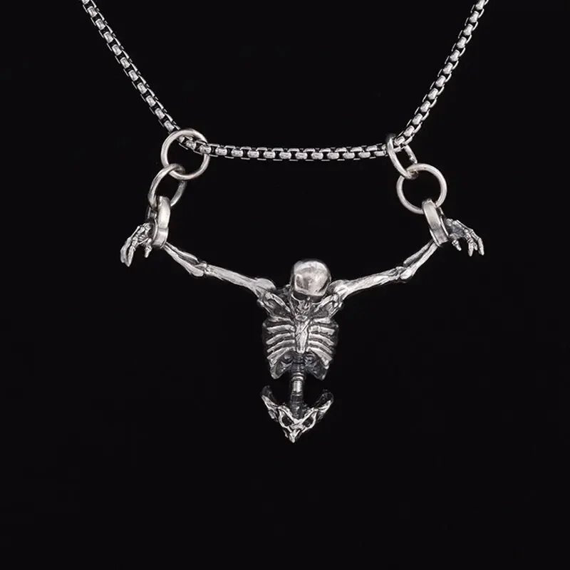 Vintage Gothic Cross Skull Pendant Necklace for Men Fashion Party Trend Punk Jewelry Halloween Gifts - LEIDAI