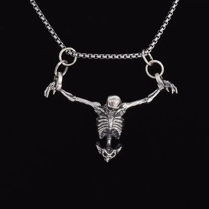 Vintage Gothic Cross Skull Pendant Necklace for Men Fashion Party Trend Punk Jewelry Halloween Gifts - LEIDAI
