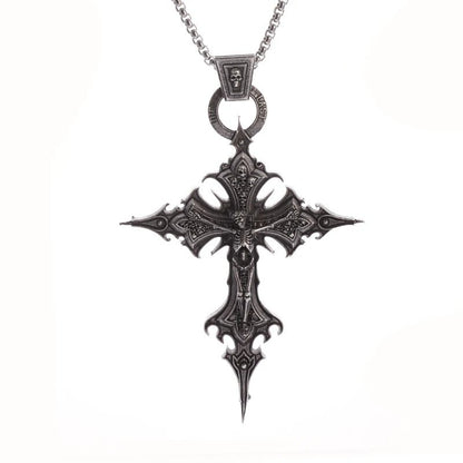 Vintage Gothic Cross Skull Pendant Necklace for Men Fashion Party Trend Punk Jewelry Halloween Gifts - LEIDAI