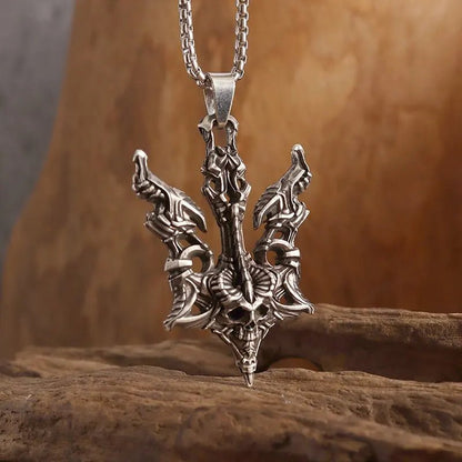 Vintage Gothic Cross Skull Pendant Necklace for Men Fashion Party Trend Punk Jewelry Halloween Gifts - LEIDAI